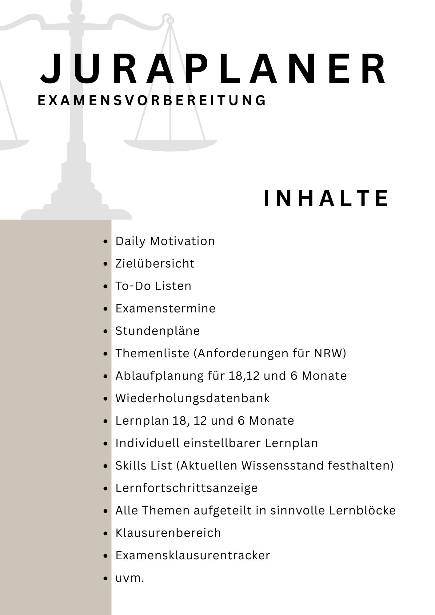 JURAPLANER - Examensvorbereitung (NRW) - Notion Vorlage /Template
