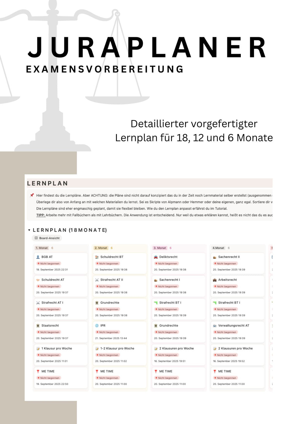 JURAPLANER - Examensvorbereitung (NRW) - Notion Vorlage /Template