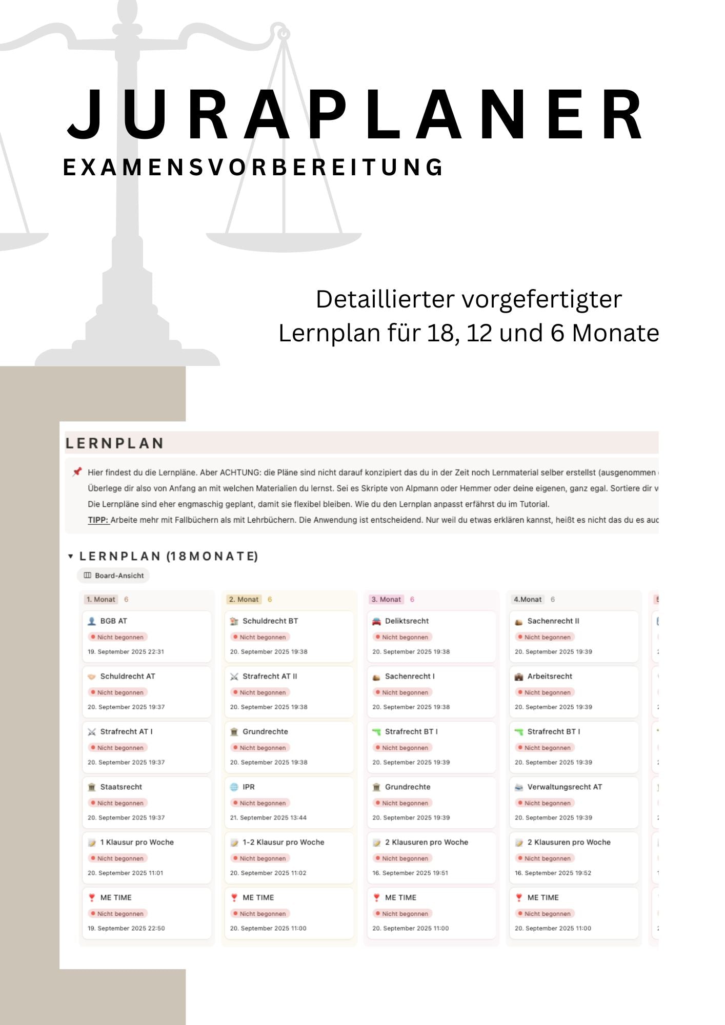 JURAPLANER - Examensvorbereitung (NRW) - Notion Vorlage /Template