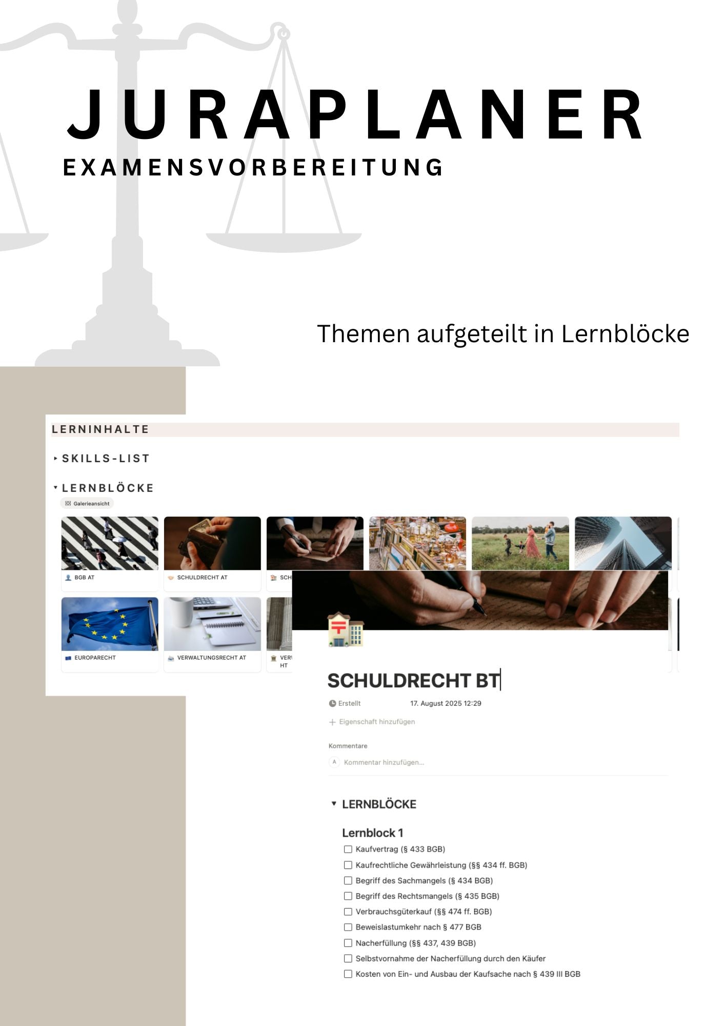 JURAPLANER - Examensvorbereitung (NRW) - Notion Vorlage /Template