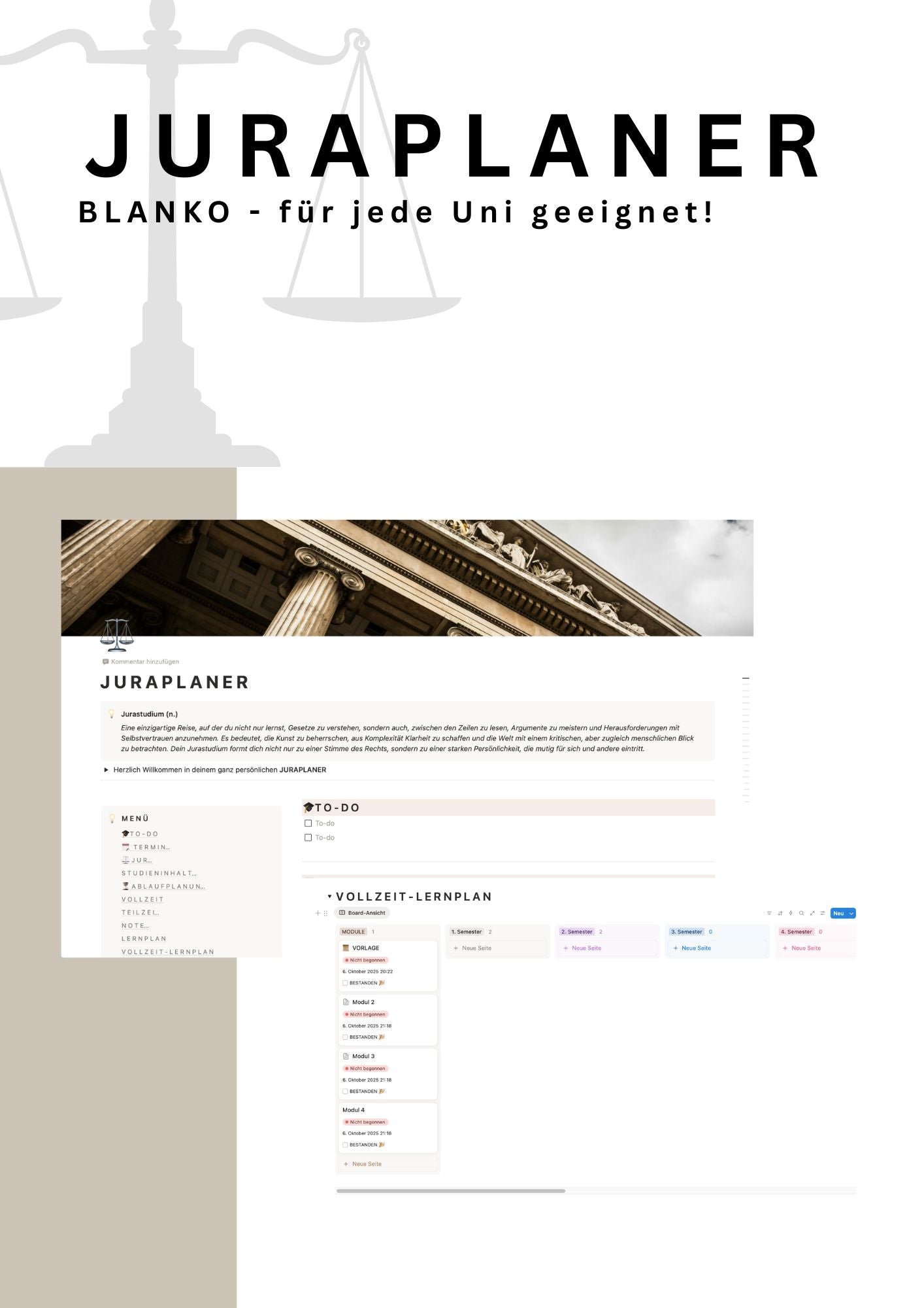 JURAPLANER - BLANKO (Notion Template/Vorlage)