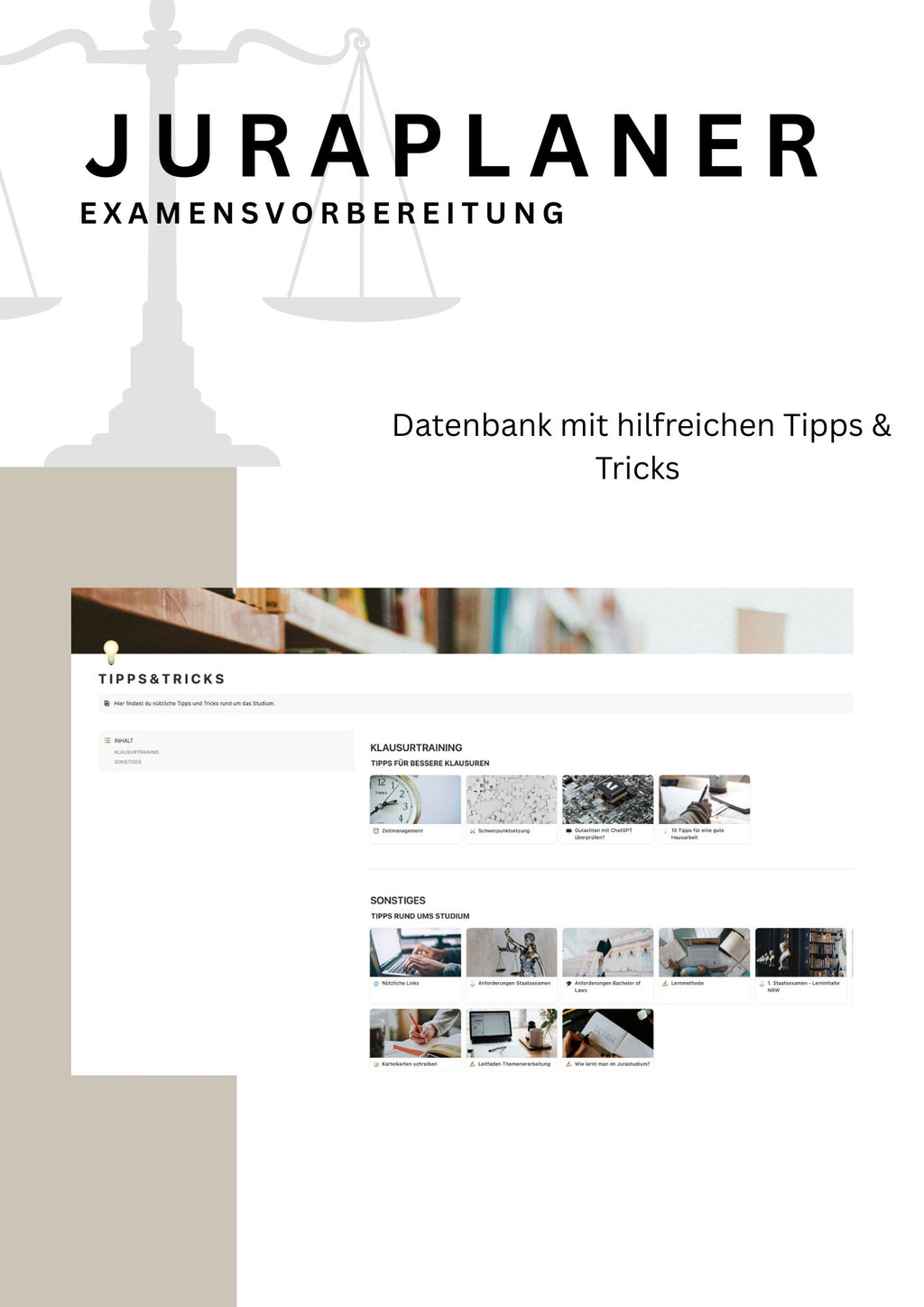 JURAPLANER - Examensvorbereitung (NRW) - Notion Vorlage /Template