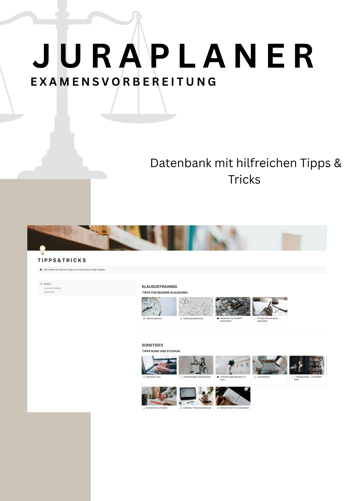 JURAPLANER - Examensvorbereitung (NRW) - Notion Vorlage /Template