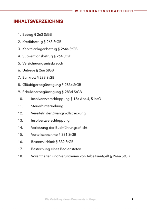 Wirtschaftsstrafrecht - Skript