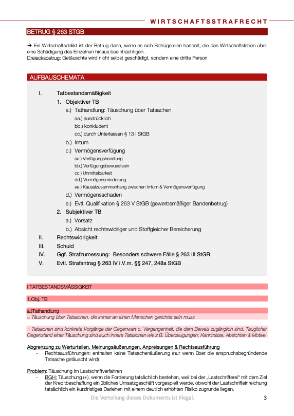 Wirtschaftsstrafrecht - Skript - Study law with Angie