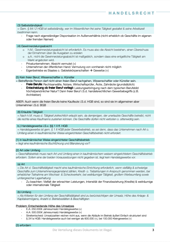 Handelsrecht - Skript - Study law with Angie
