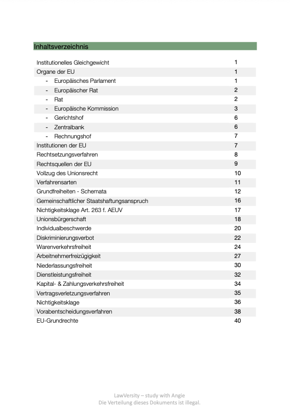 Europarecht - Skript - Study law with Angie