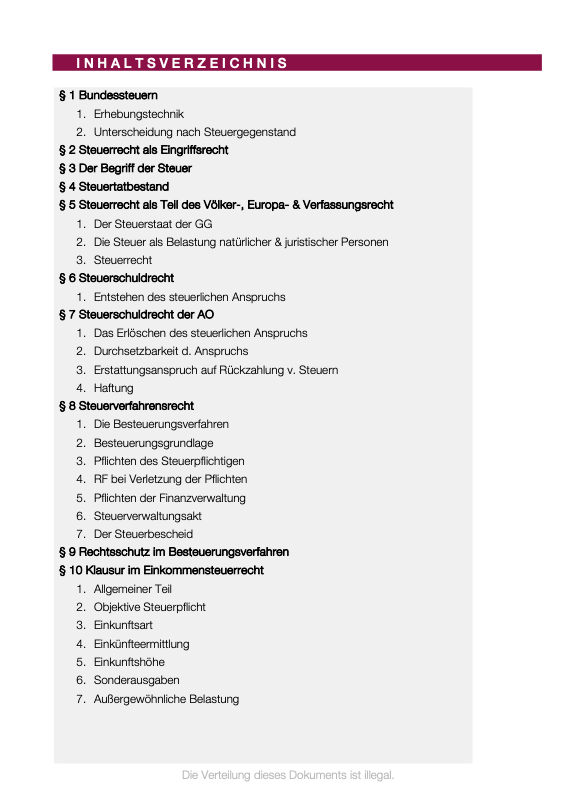 Steuerrecht - Skript - Study law with Angie