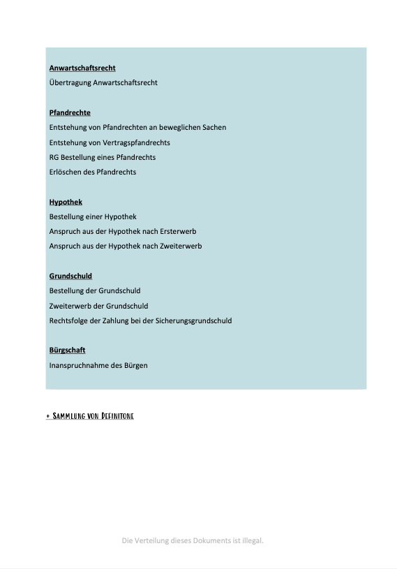 Sachenrecht - Schemata - Study law with Angie