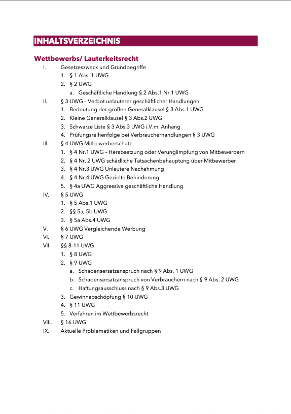Wettbewerbs- & Kartellrecht - Skript - Study law with Angie