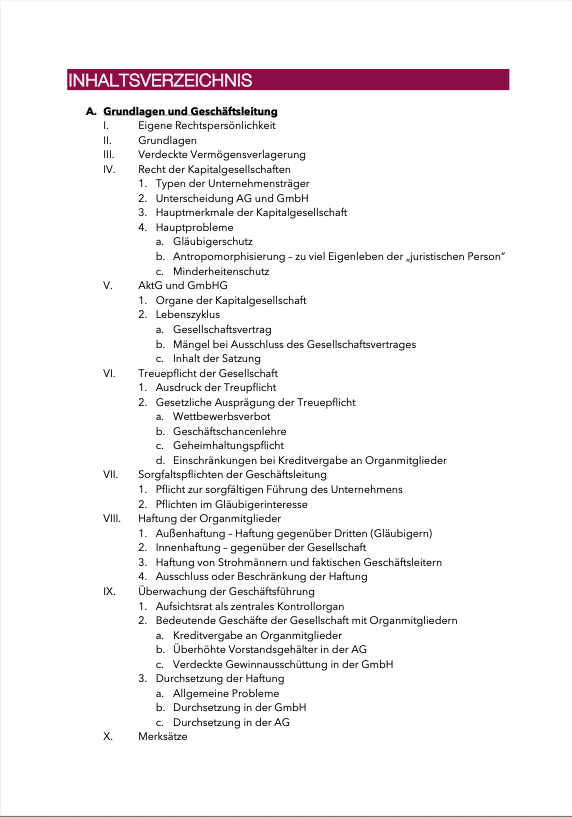 Kapitalgesellschaftsrecht - Skript - Study law with Angie