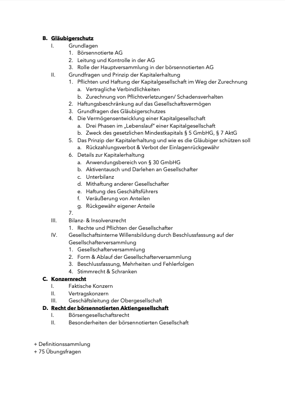 Kapitalgesellschaftsrecht - Skript - Study law with Angie
