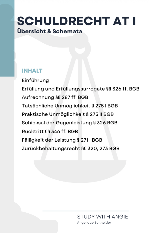 Schuldrecht AT I - Übersicht & Schemata - Study law with Angie