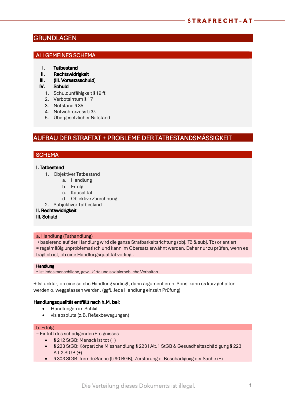 Strafrecht AT - Skript & Workbook - Study law with Angie