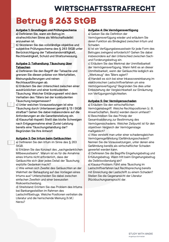 Wirtschaftsstrafrecht - Skript & Workbook